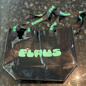 Black and Green Tote Bag with Neon Handles